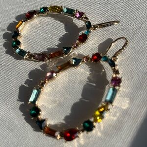 Multicolor Gemstone Hoop Earrings